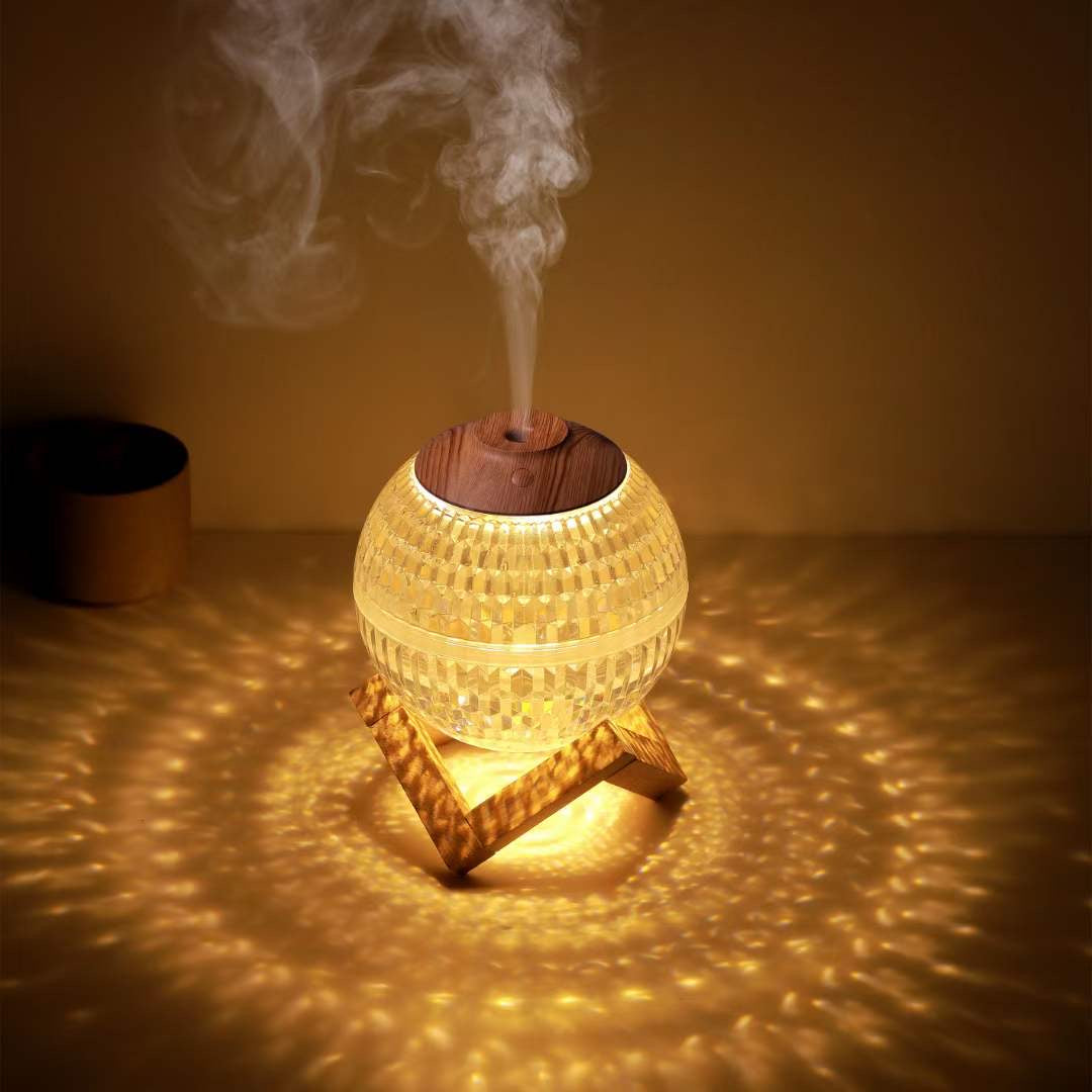 Crystal ball humidifier with color changing LED lights