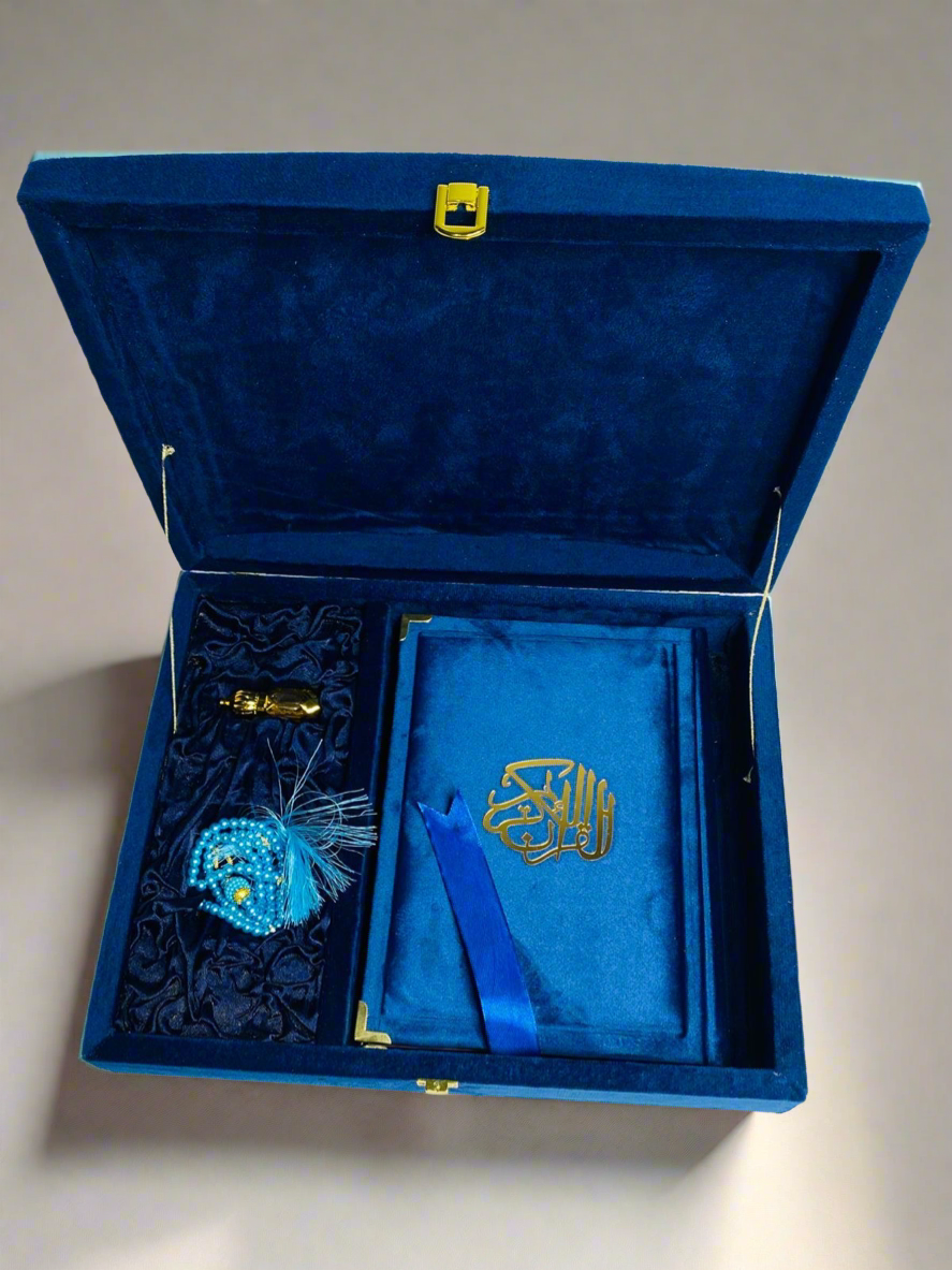 Embroidered box Quran-set (Blue)